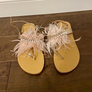 Pink feather sandals